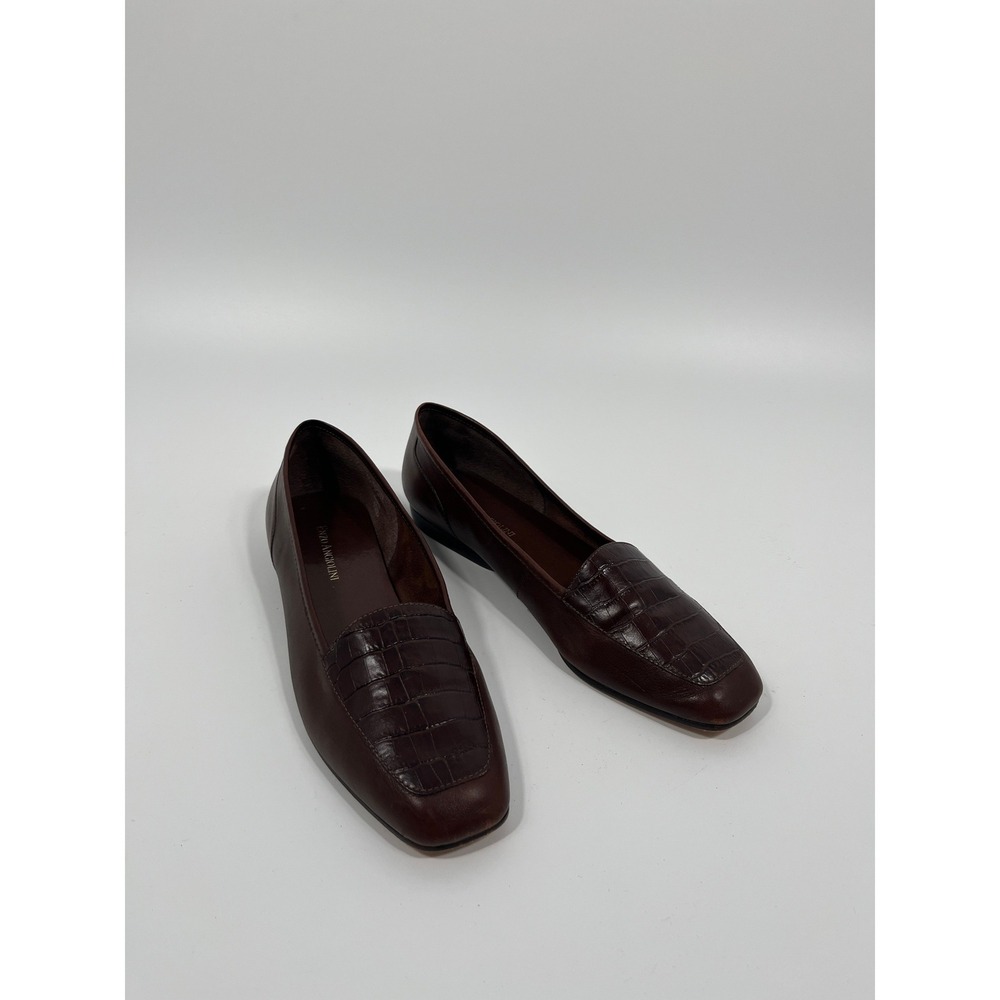 Vintage Womens Leather Slip On Loafers 8.5 Brown Chic Minimalist Office Capsule
